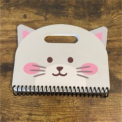 Cat Shaped Spiral Notebook with Handle, Lined Pages, White Pink, Cats & Kittens