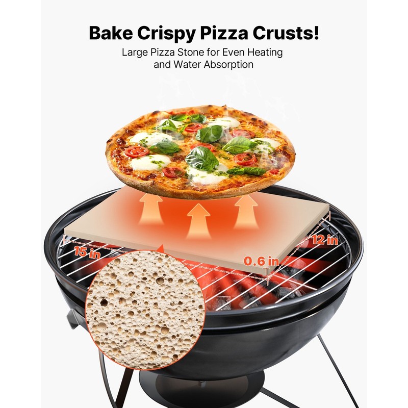 Rectangular Cordierite Pizza Stone, 15 x 12 in,Durable Baking Stone with Scraper gallery