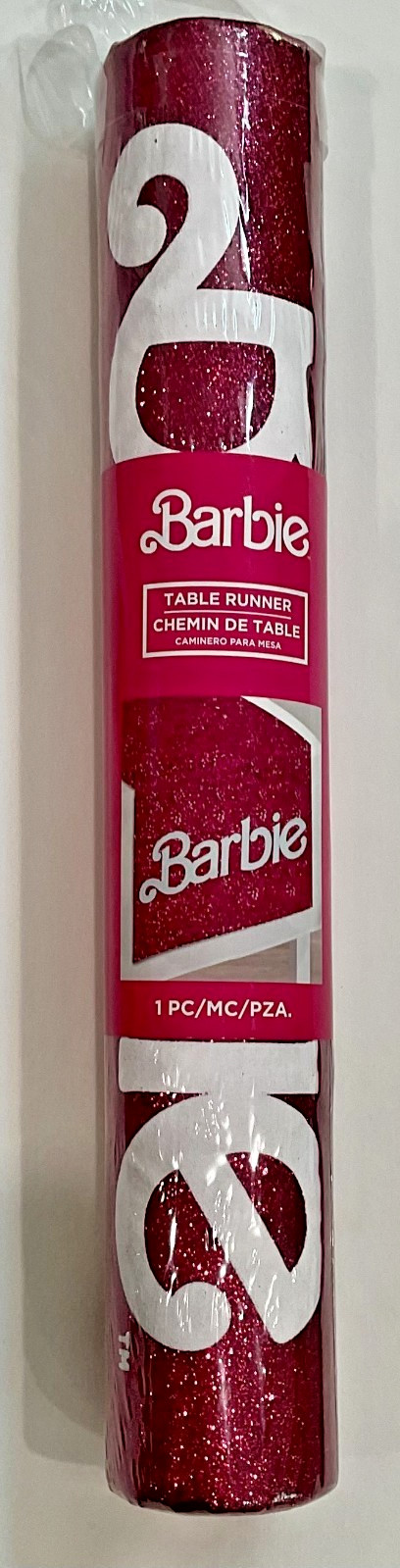 Malibu Barbie Party PINK GLITTER TABLE RUNNER Measures 13" Wide x 72" Long NEW gallery