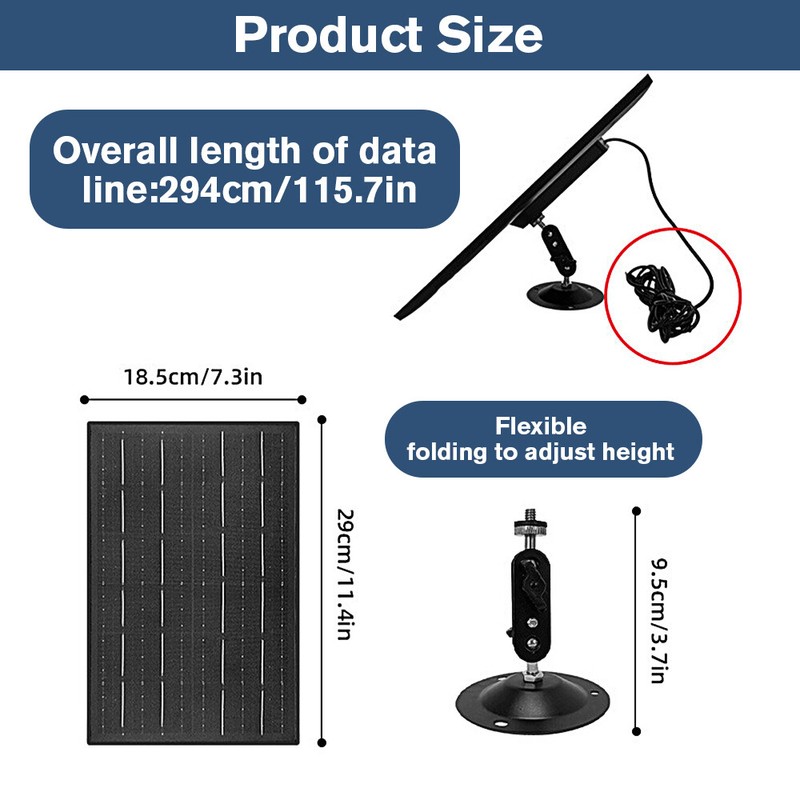 20W 5V USB C Solar Panel For Security Camera 360°Adjustable Mounting Waterproof gallery