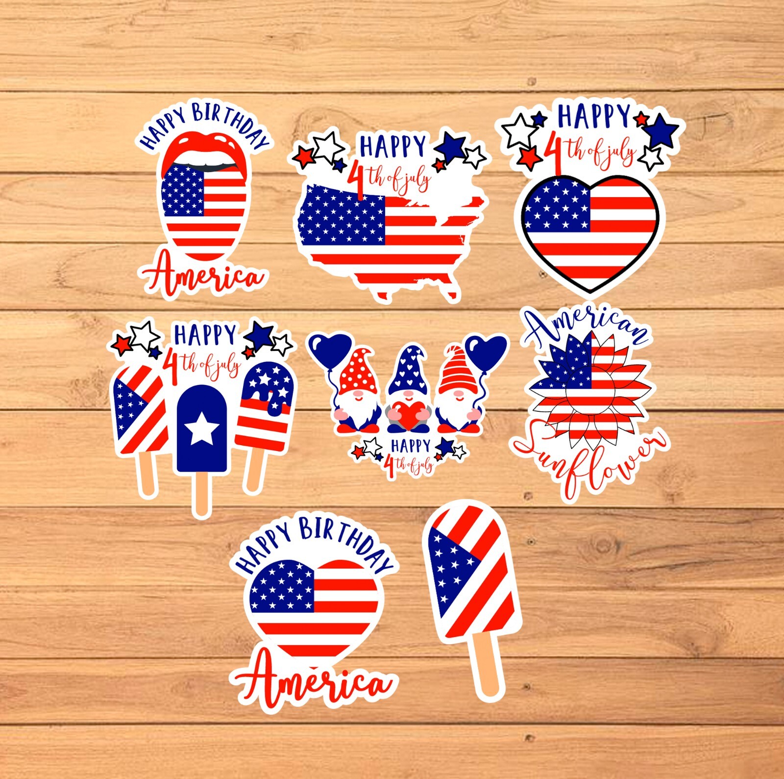 Patriotic Stickers / 2 1/2 Inch / Set of 8 / 5 Style Options gallery