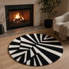 Handmade Black White Round Tufted Rug 25x25 Abstract Modern Accent Area Rug gallery