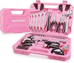 WORKPRO Pink Tool Set 84 PCS Tool Kit for Women Basic Household Pink Tool Box US
