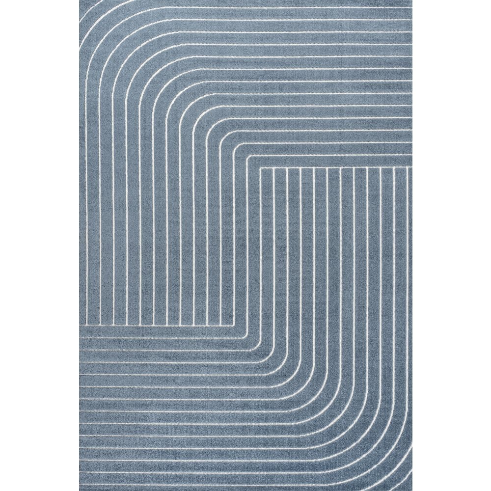 Minimalist Angle Geometric Dark Blue/Cream 5 ft. x 8 ft. Indoor/Outdoor Area... gallery