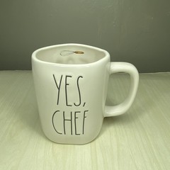 Rae Dunn YES, CHEF Coffee Mug Double Sided 2025 Whisk White By Magenta