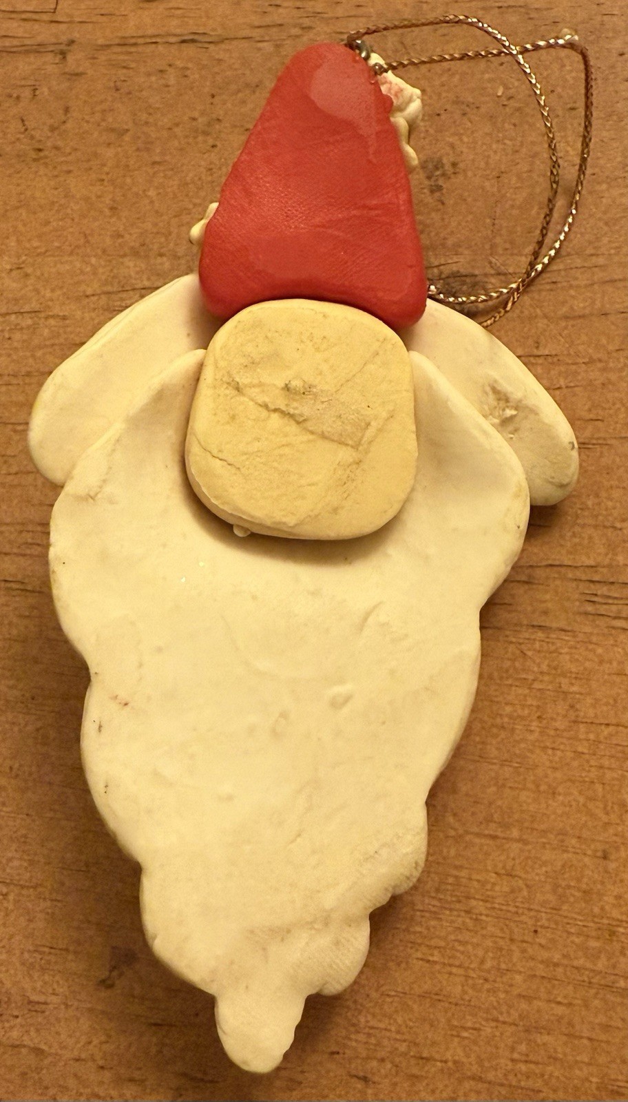 Polymer Clay Hand Crafted Flat Santa Figure Christmas Ornament 4” tall gallery