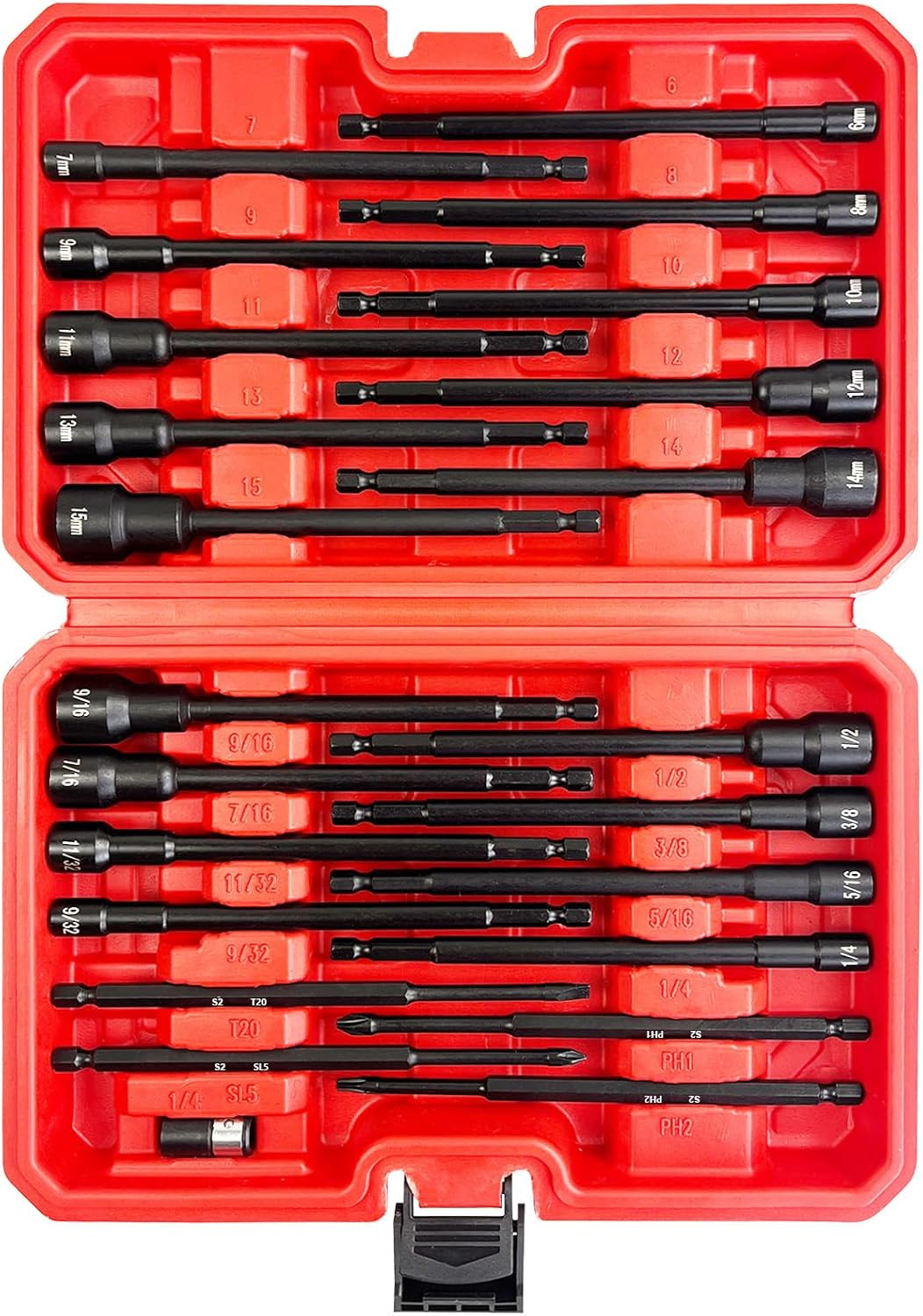 Magnetic Nut Driver Set 23Pcs 6In Long Nut Drivers Bits, 1/4" Hex Shank, Sae/Met gallery