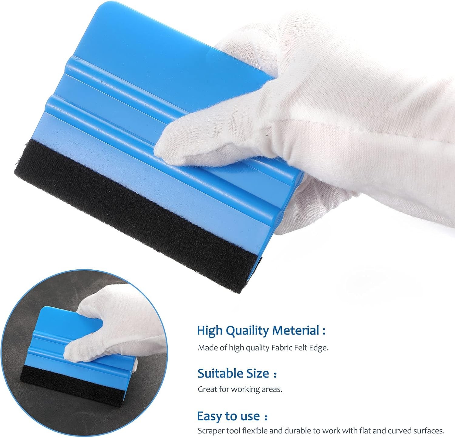 12 Pieces Plastic Felt Edge Squeegee Tool 4 Inch Felt Applicator Tool Scraper To gallery