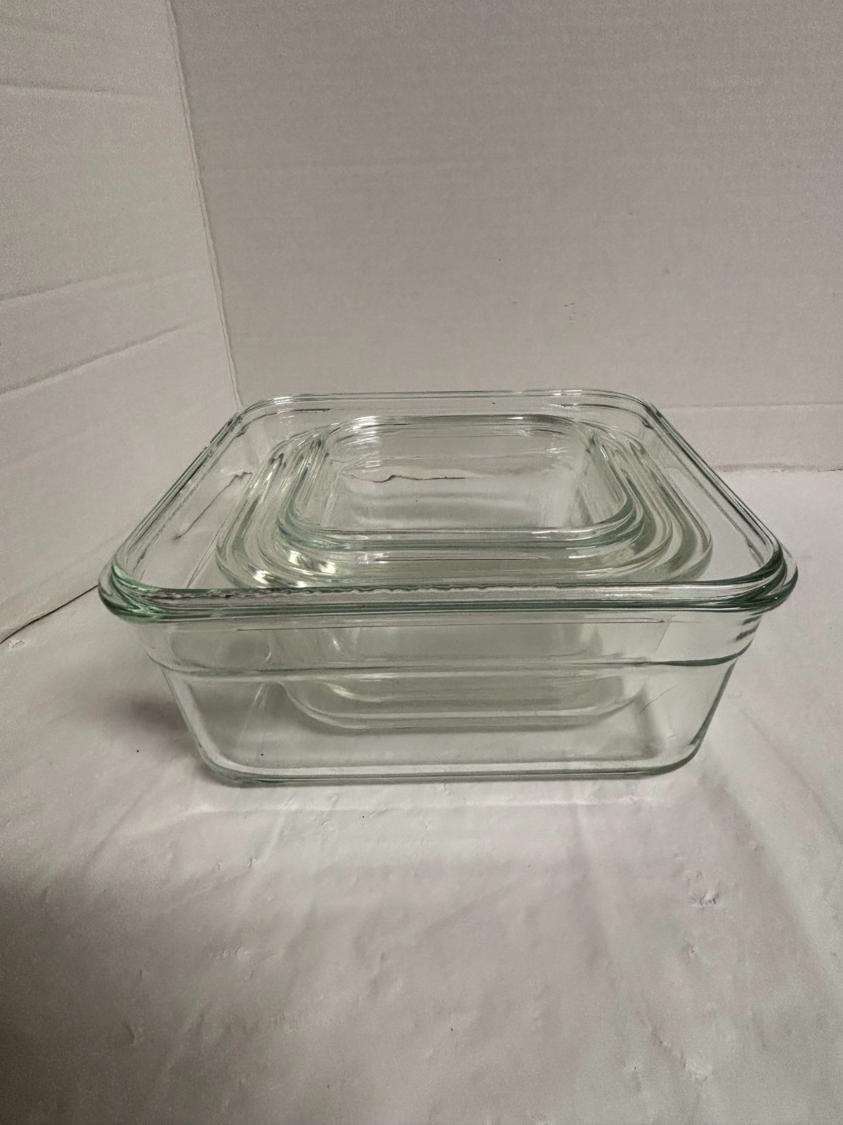 Set of 4 Nesting Glasbake Square Clear Glass Baking Dishes gallery