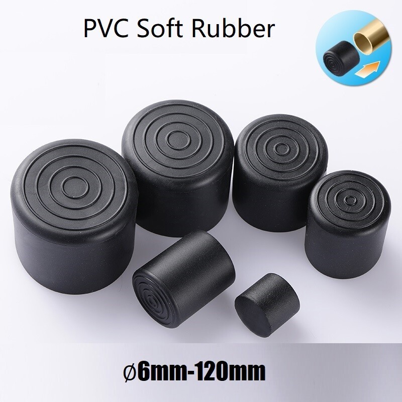 Black Round Plastic End Cap, PVC Soft Rubber Caps Tube Pipe Feet ∅ 6-120mm gallery
