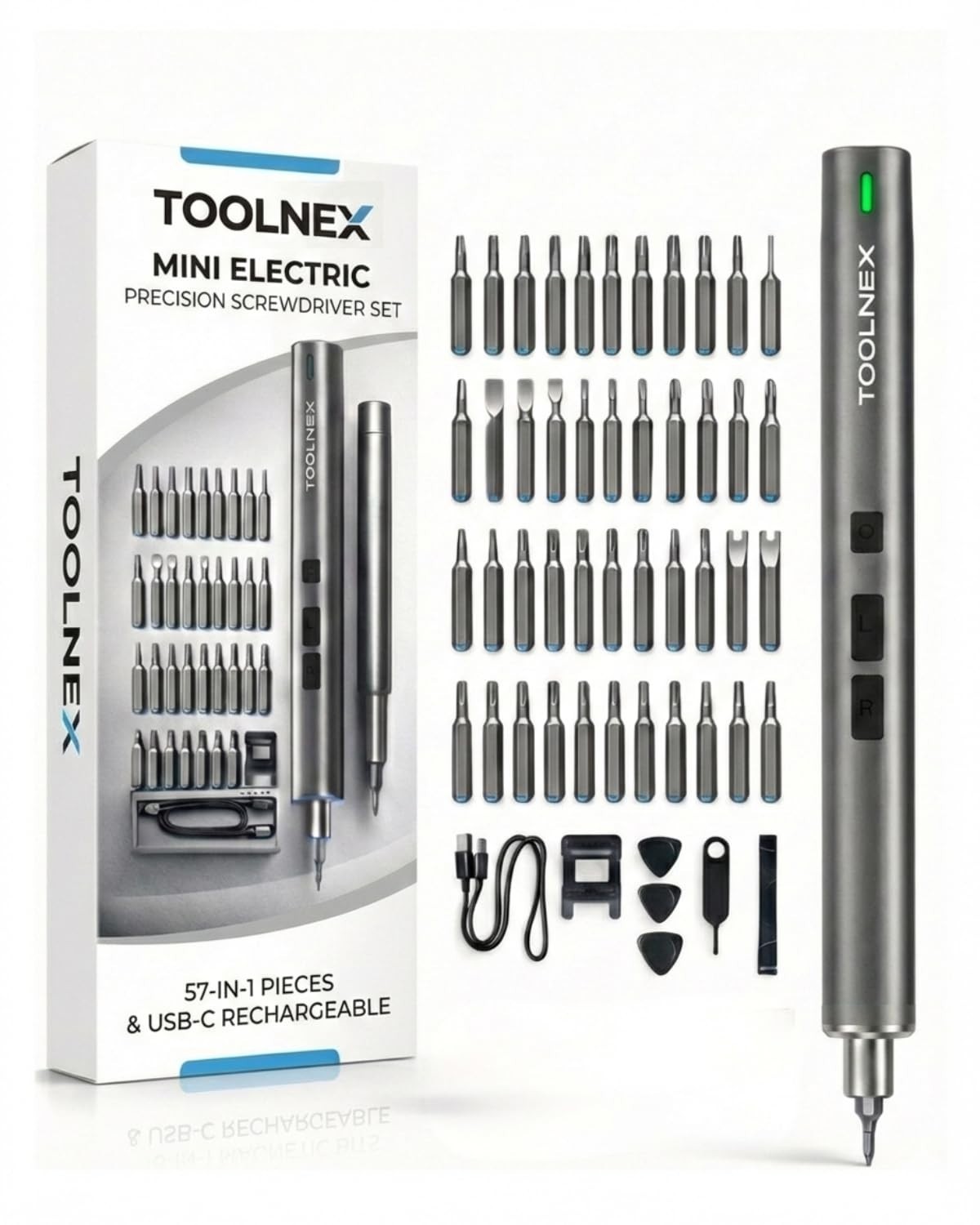 57-in-1 Mini Electric Screwdriver Set - Cordless Rechargeable with LED & 48 Bits gallery