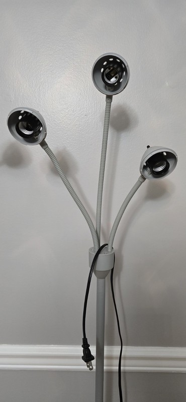 Arcadia Collection pair3Head Adjustable floor lam grey with white plastic shades gallery