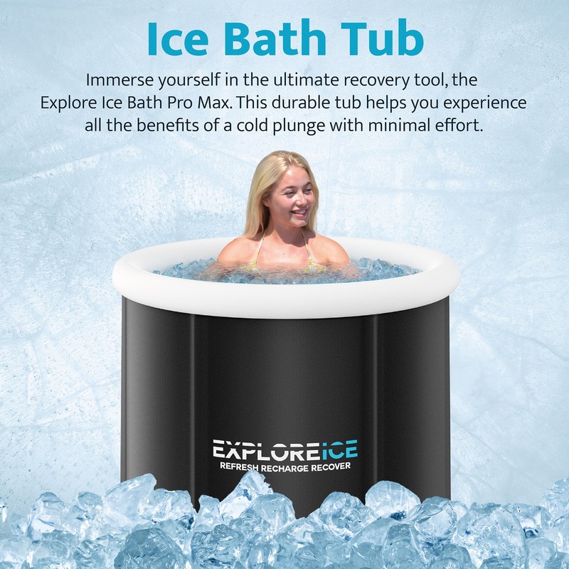 Explore Ice Bath Pro Max Extra Large Athlete Cold Plunge Bath Tub, Black/White gallery