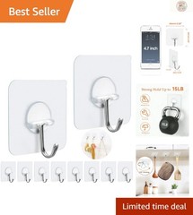 Versatile Heavy-Duty Adhesive Hooks – 180° Rotating, 10 Pack for Any Surface