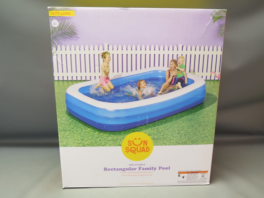 Sun Squad 10' X 22" Deluxe Rectangular Family Inflatable Above Ground Pool NIB