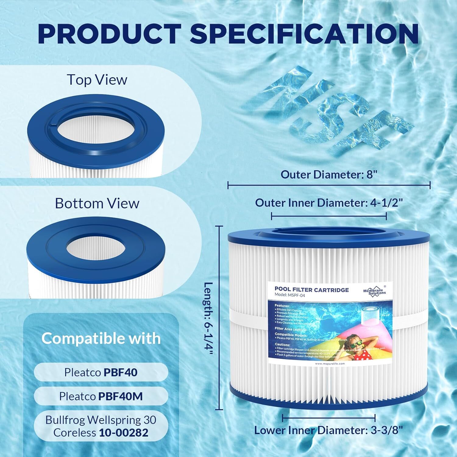 2 Pack Hot Tub Pool Spa Filter for Bullfrog Wellspring 30 Coreless 10-00282 gallery