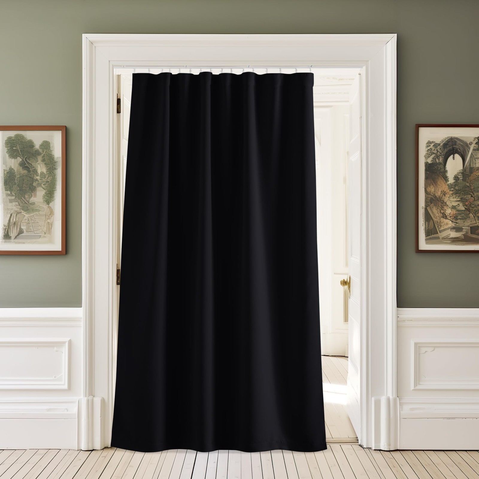 Door Curtain 84 Inch Length With Adhesive Curtain Track For Doorway Privacy 7ft gallery