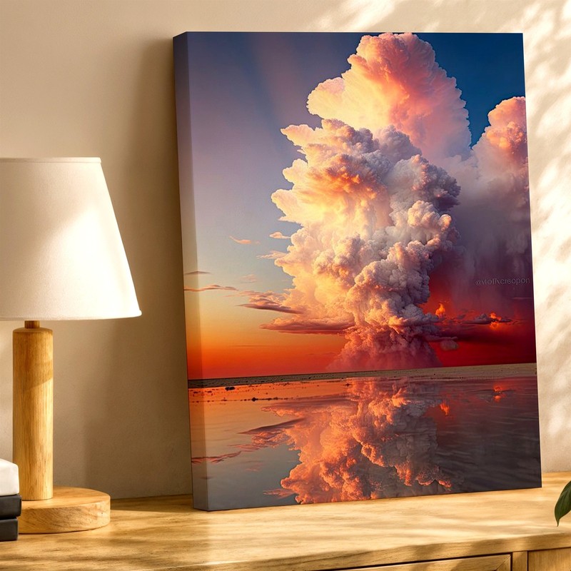 Wall Art Sunset Cloudscape Over Ocean Reflection Canvas Print Dramatic Sky Decor gallery