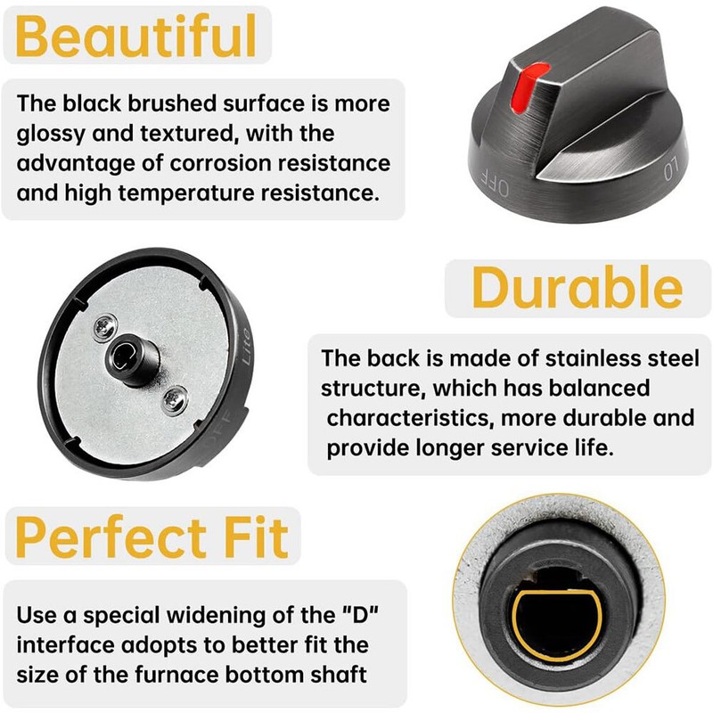 5 Pcs DG64-00473B Stove Knobs Replacements Stainless Steel for Samsung AP5986692 gallery