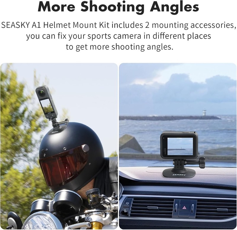 SEASKY [2Pack A1 Flexible Adhesive Mount Kit Helmet Base for Insta360 X4 X3 X2 gallery