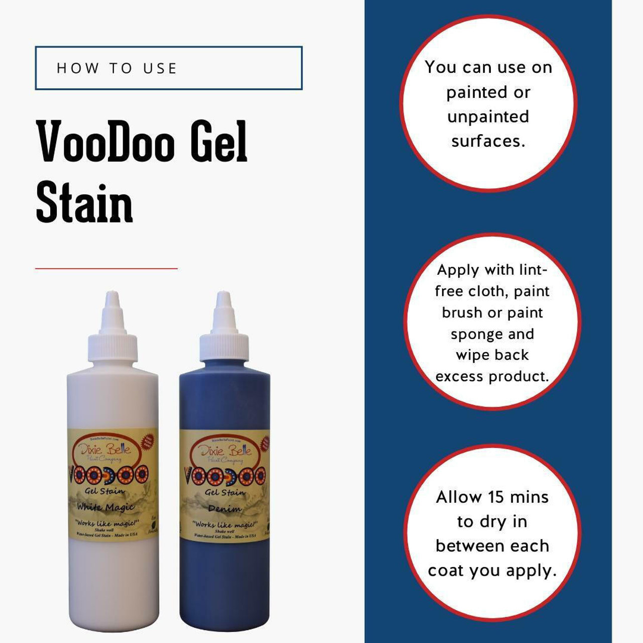 Dixie Belle Voodoo Gel Stain Water Based, 8 oz - All Colors - You Choose gallery