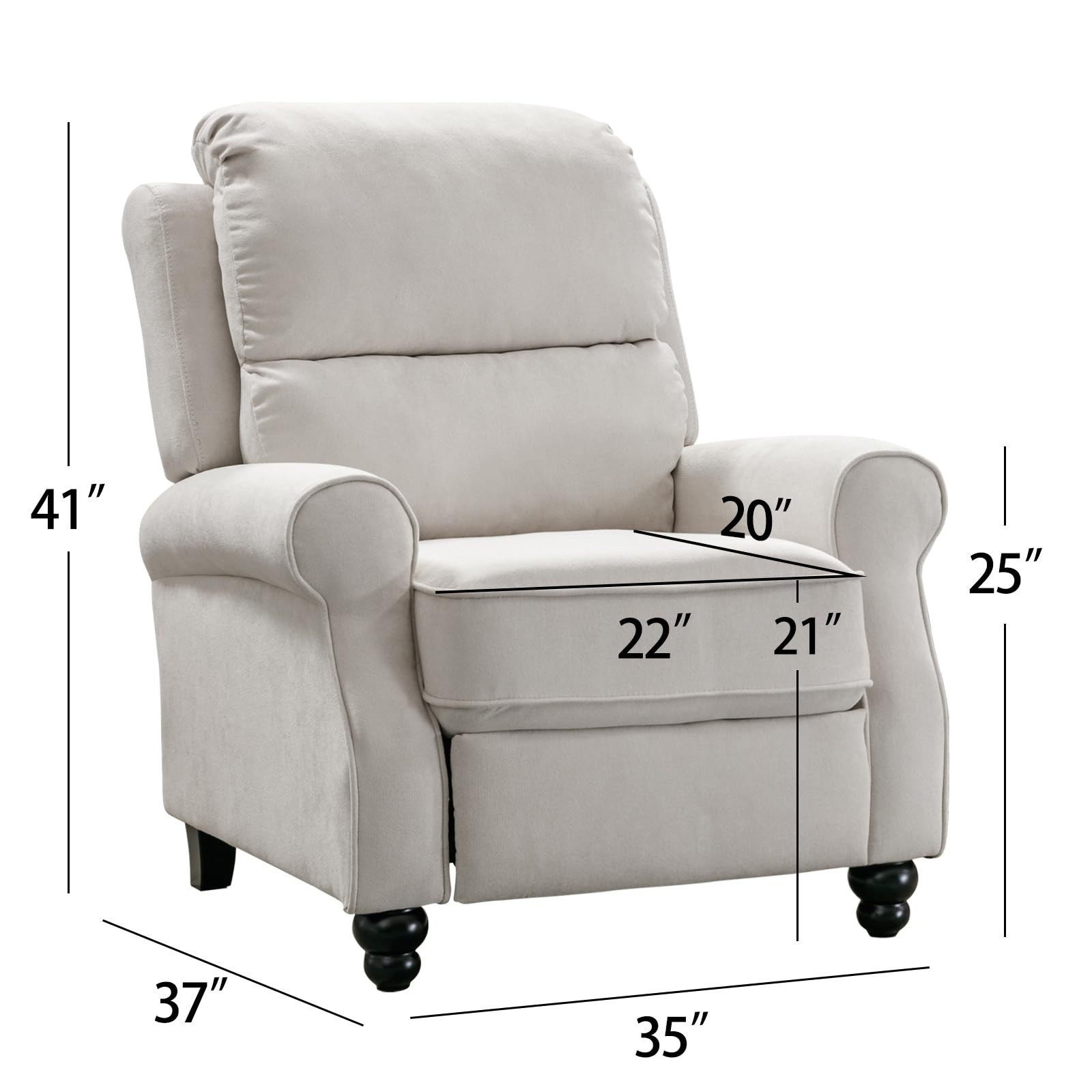 EBELLO Pushback Recliner Chair, Single Sofa Chair w/ Padded Seat Solid Wood Legs gallery