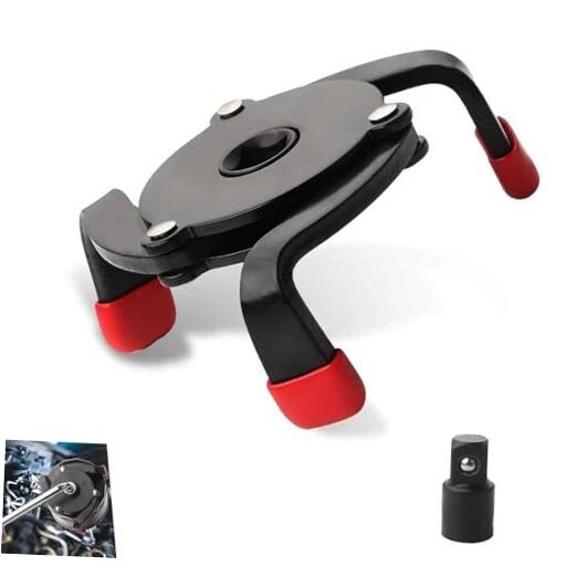 Steel Three-Jaw Adjustable Oil Filter Wrench - Universal Oil Filter Removal Tool gallery
