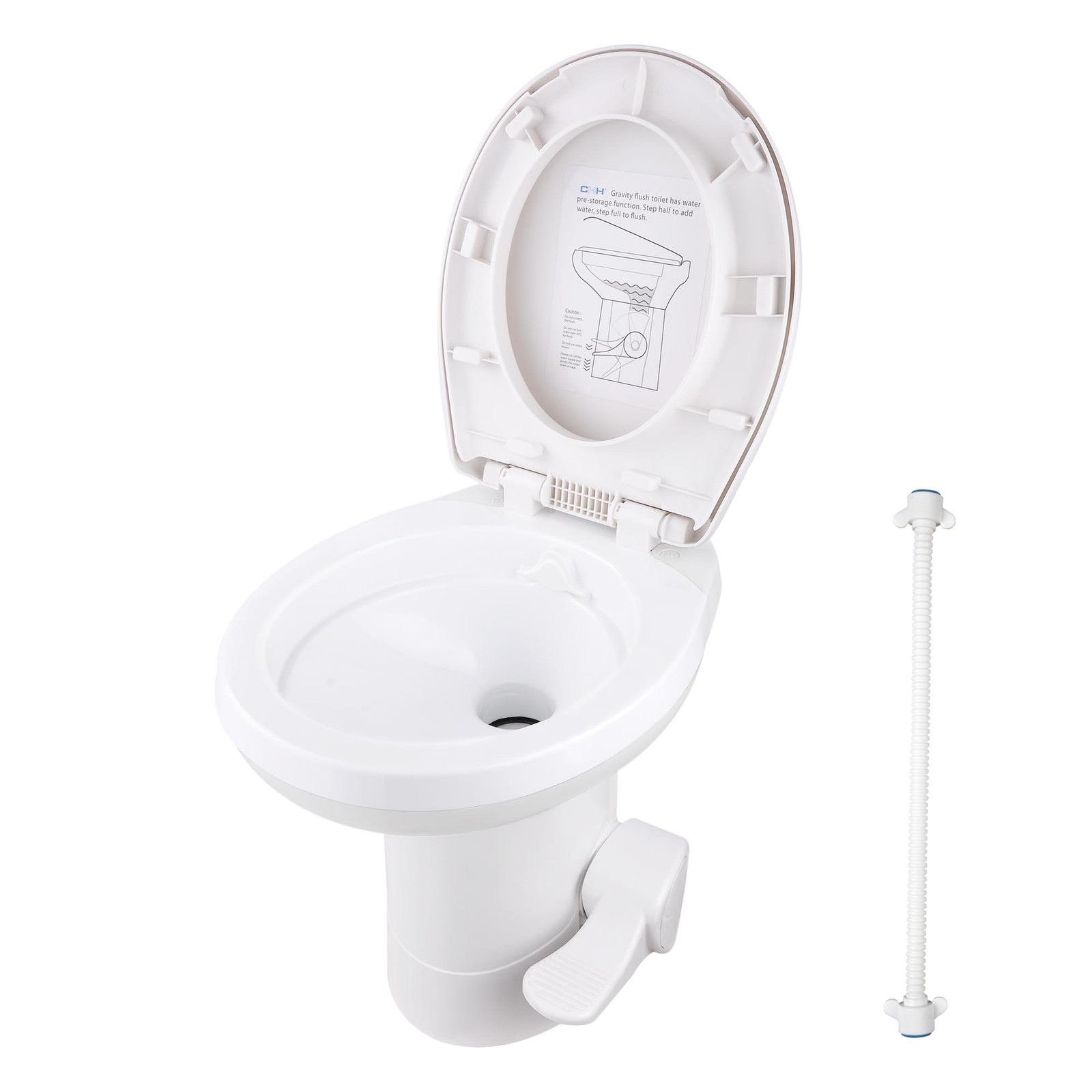 Yescom RV Gravity Flush Toilet 20" Elongated with Foot Pedal Portable HDPE gallery
