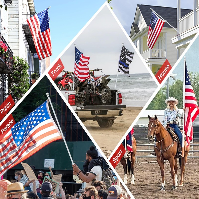 House Flag Pole Kit - 5-7 Ft Adjustable Tangle Free Flag Poles for 3x5 4x6 Flags gallery