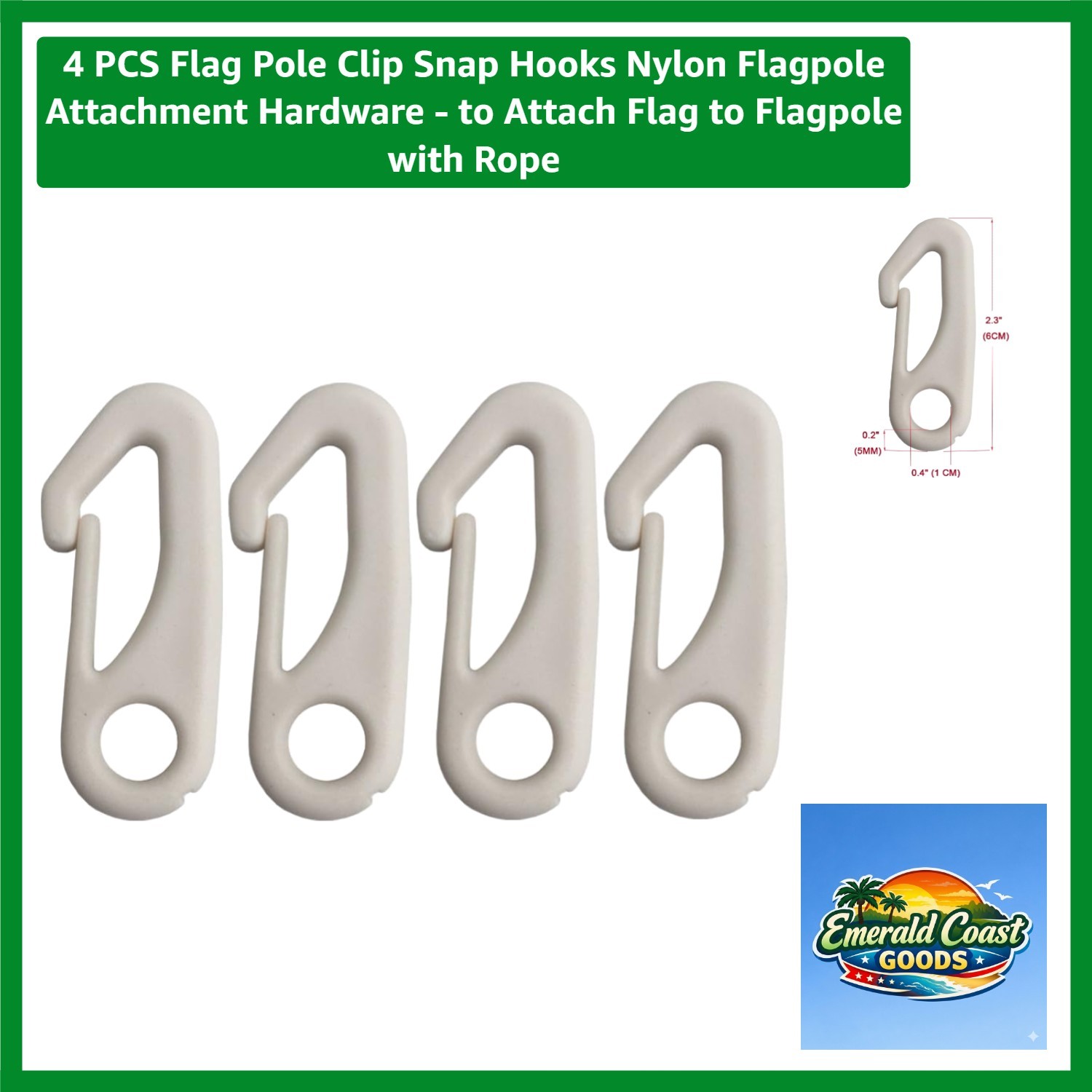 Water-Resistant Nylon Flag Pole Clips - 4 Pack Anti-UV Snap Hooks for Durability gallery