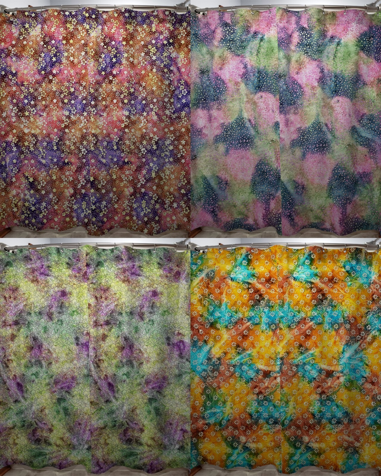 Batik Tie Dye Shower Curtain (4 Patterns Available) gallery
