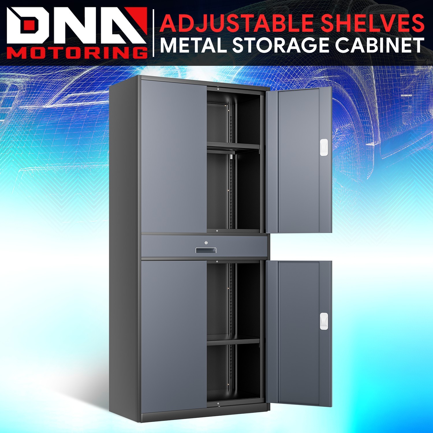 71" Lockable Heavy Duty Metal Storage Cabinet w/ Adjustable Shelves Gray/Black gallery
