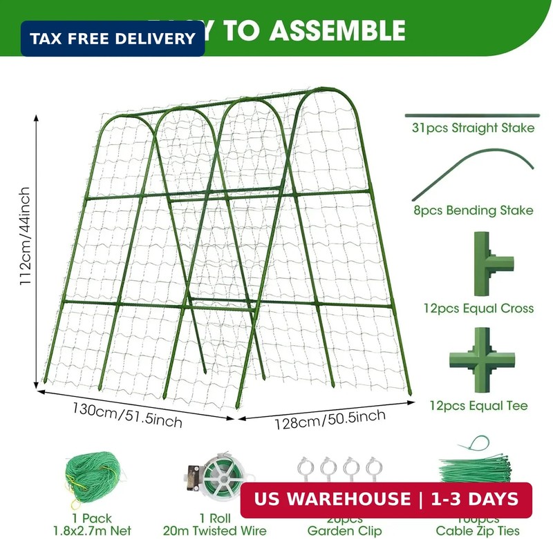 Cucumber Trellis for Raised Bed, U-Shape Metal Garden Trellis for Climbing Plant gallery