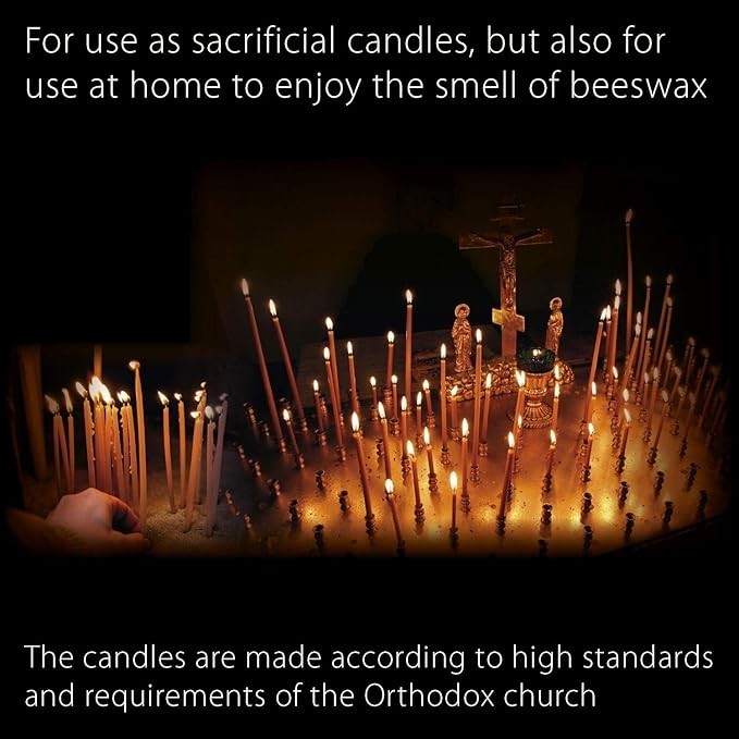 100% Pure Beeswax Thin Taper Candles Yellow Orthodox Church Candle 50 Pcs New gallery
