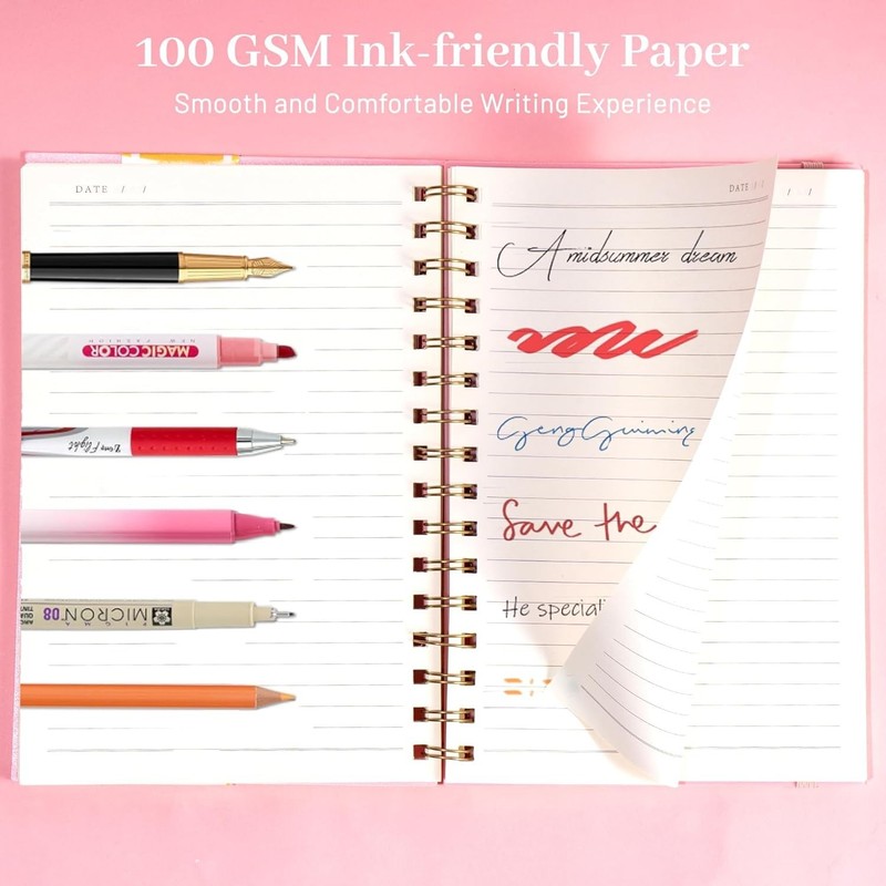 Waterproof Pink Spiral Bound Notebook - A5, College Ruled, Perfect for Notes gallery
