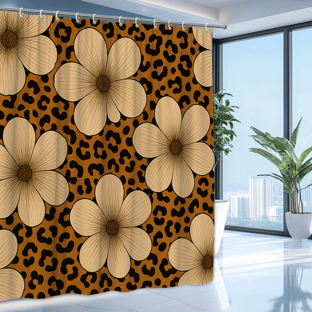 Leopard Floral Shower Curtain - Stylish Bathroom Decor gallery