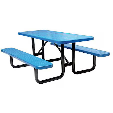 Rectangle Picnic Table, Blue, Perforated Metal, 6 Seats, 72 In L, 29 5/8 In H gallery