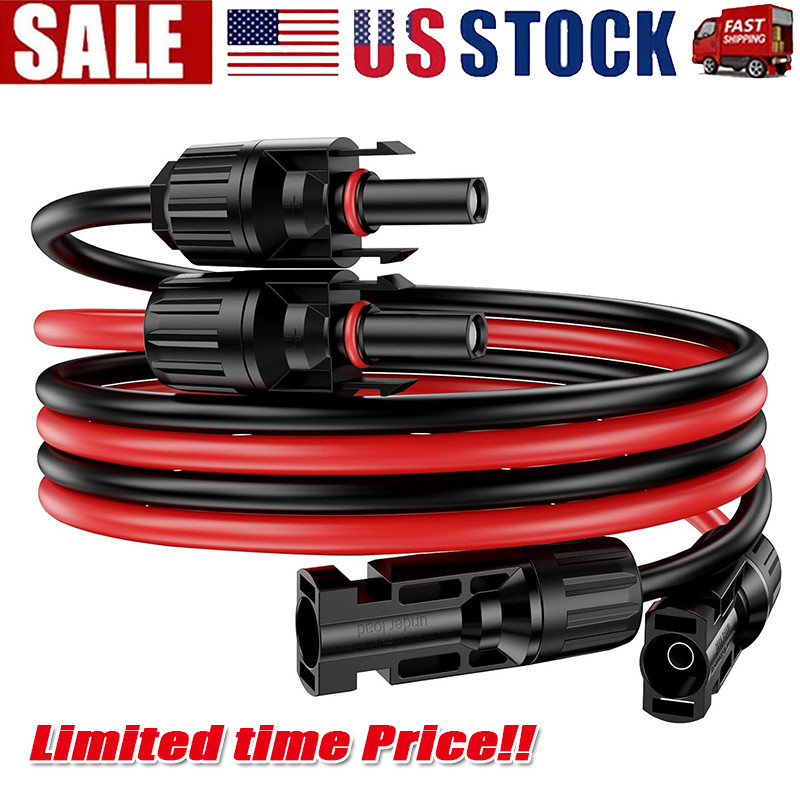1 Pair Black+Red Solar Panel Extension Cable Wire Solar Connectors 10 AWG Gauge gallery