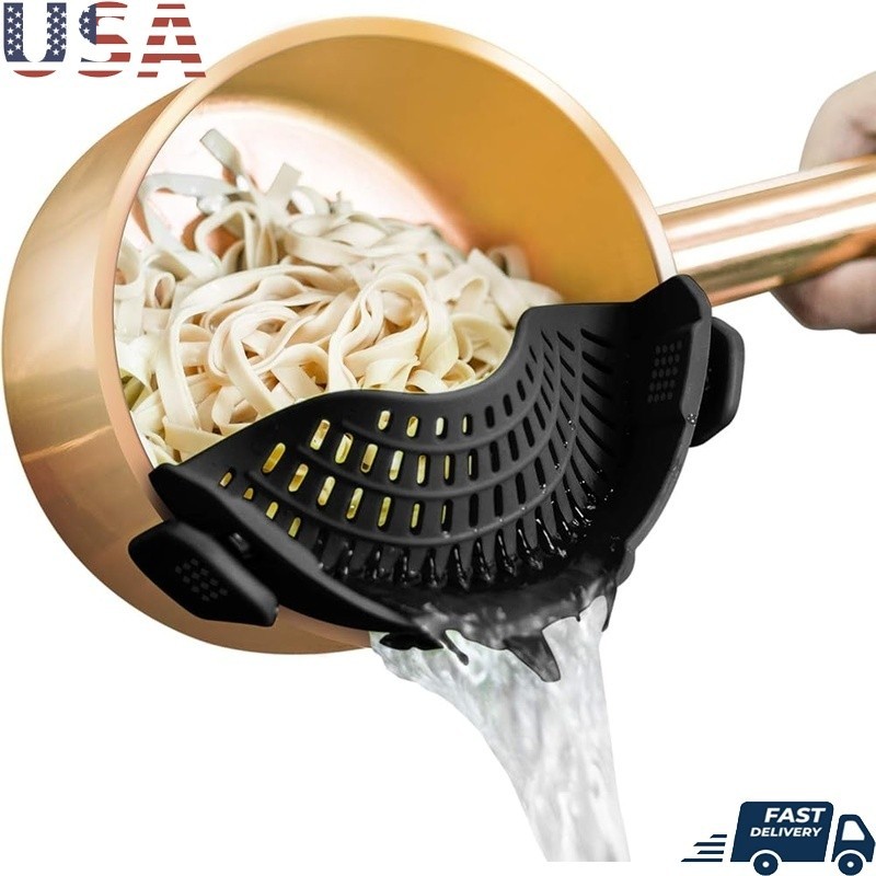 Silicone Clip Strainer Kitchen Tool Quick Draining Easy Storage Dishwasher Safe gallery