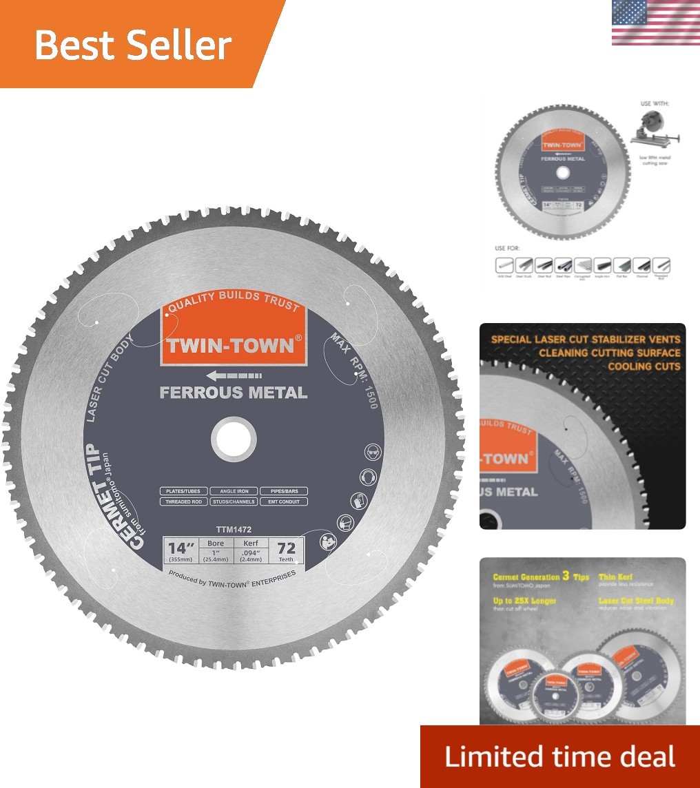 Versatile 14-Inch Saw Blade with 72 Teeth - Ideal for Steel & Ferrous Metals gallery