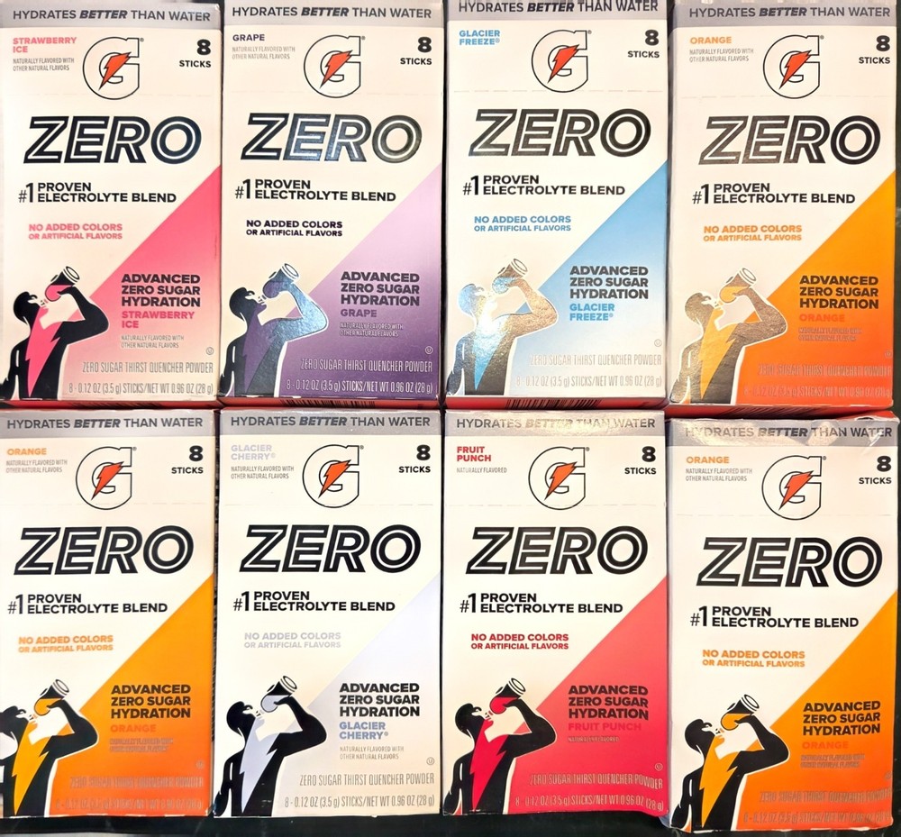Gatorade Zero Advanced Zero Sugar Hydration Powder Drink Mix Sticks, 8 Packs