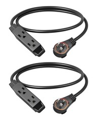 DEWENWILS 2-Pack 3FT Extension Cord 360° Swivel Plug 13A 1625W ETL Listed Indoor