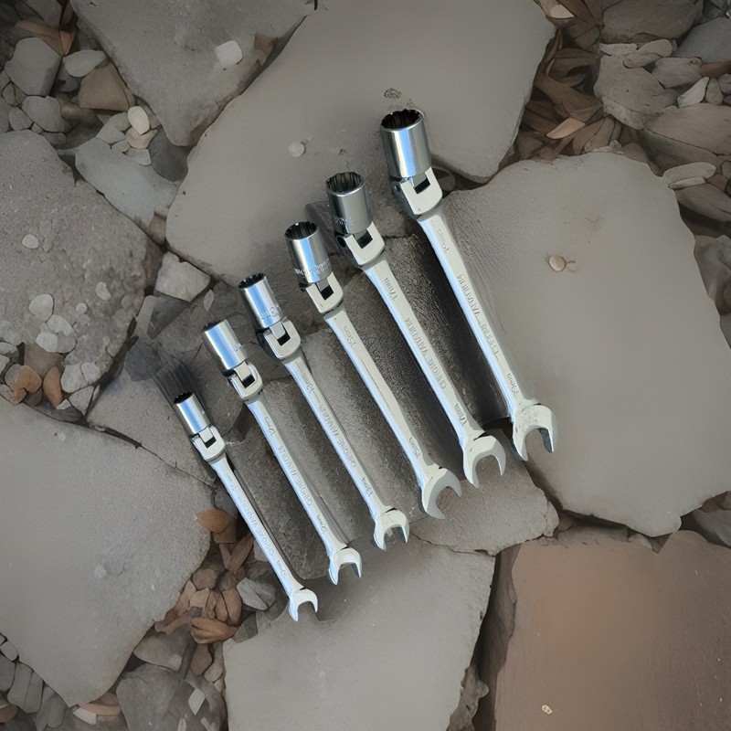 6pcs 12 Point Flex Head Socket Wrench Metric Open End Spanner Wrenches 10 ~ 19mm gallery