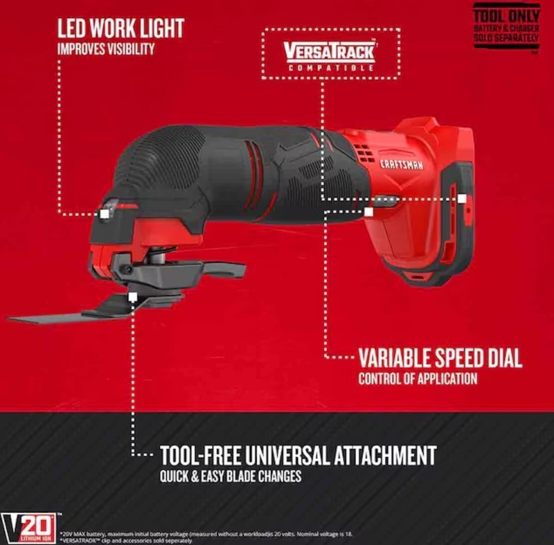 NEW Craftsman V20 Variable Speed Oscillating Multi-Tool CMCE500 (TOOL ONLY) gallery