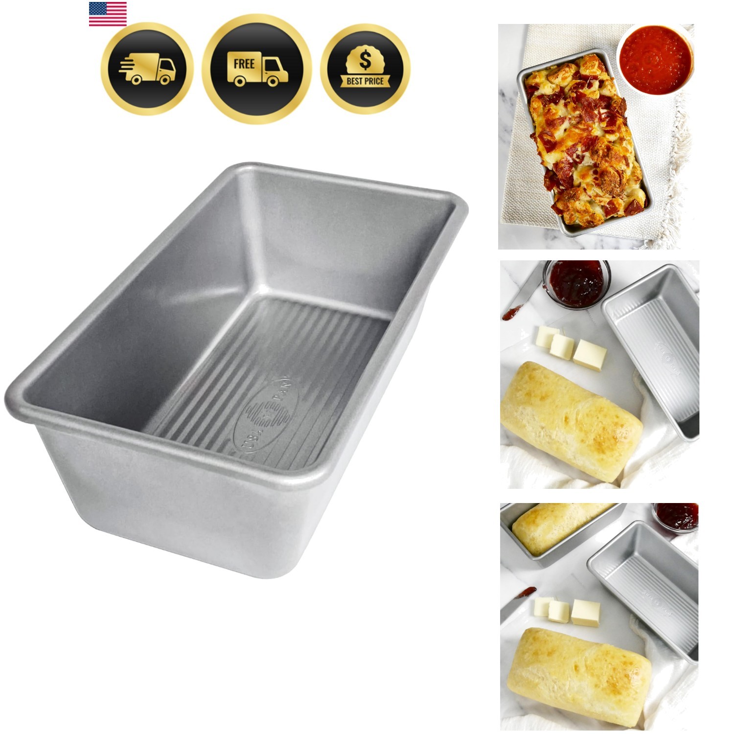 Bakeware Seamless Nonstick Standard Bread Loaf Pan, 8 x 4.5 x 2.75 gallery