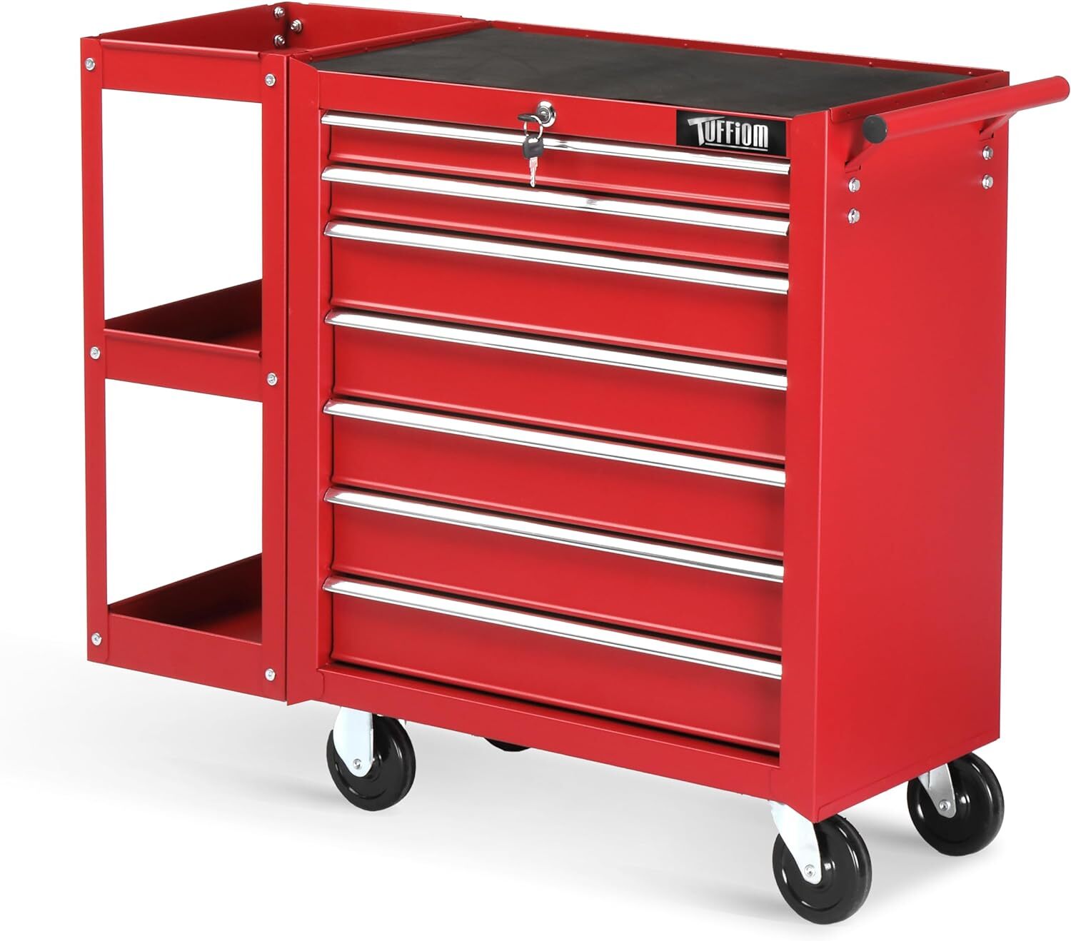 Heavy Duty 7-Drawer Rolling Tool Chest Tool Box with Lock & Key & Side Shelves gallery