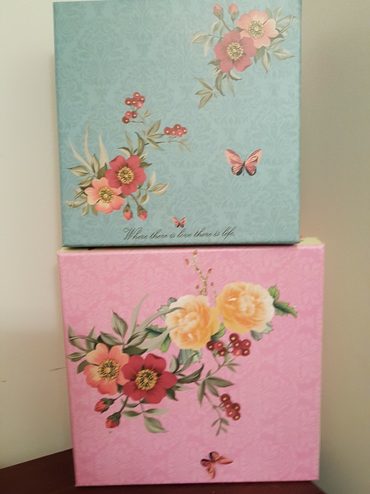 2 FLORAL GIFT BOXES Alef Standard Packaging Blue & Pink / LG-Med (1 IMPERFECT) gallery