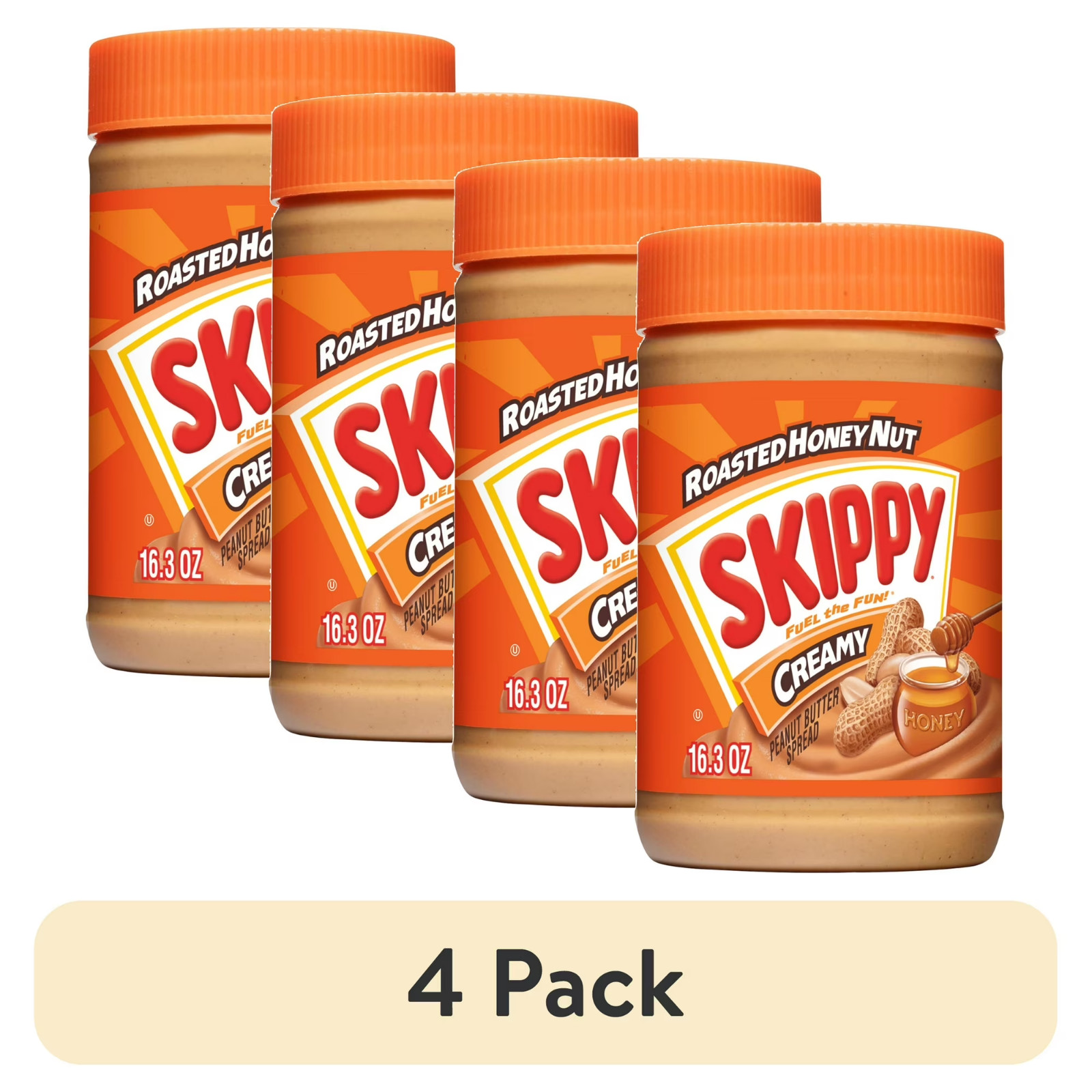 (4 pack) SKIPPY Peanut Butter Creamy Roasted Honey Nut Spread, 16.3 oz Jar gallery