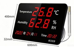 Weather Temperature Humidity Indicator External Sensor LED Display Wall Clock