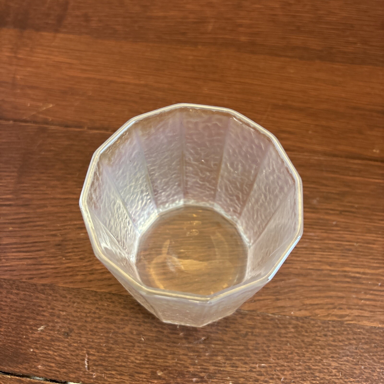 Single Vintage Hammered, Iridescent, Moon-Glow Dodecagon Tumbler Federal Glass gallery